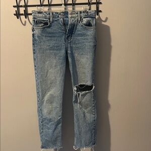 Topshop Light Blue Distressed Ankle Jeans
